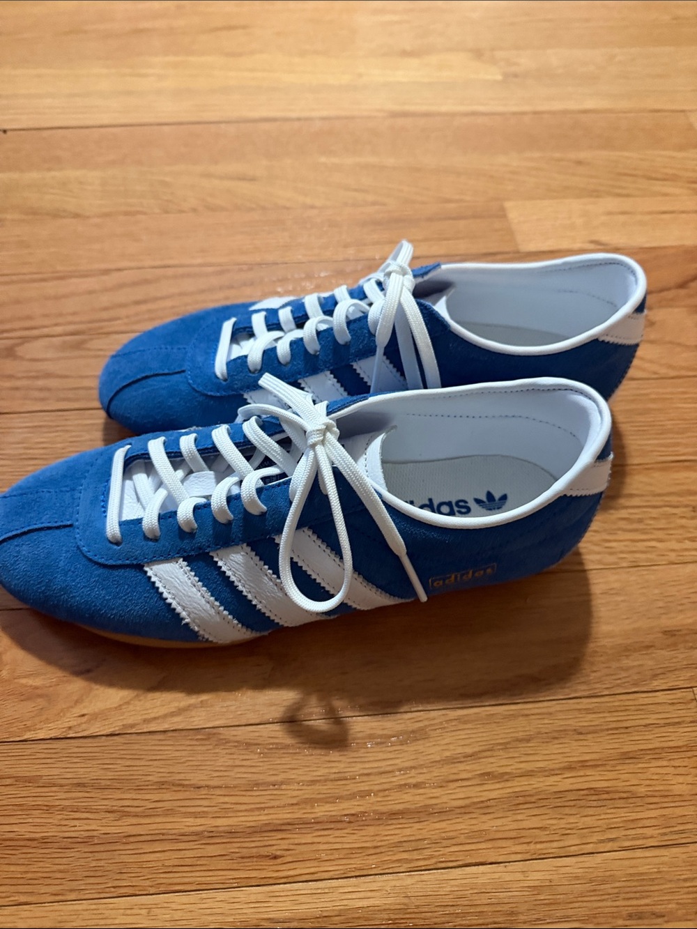 adidas Blue Suede Low-Top Sneakers with White Stripes